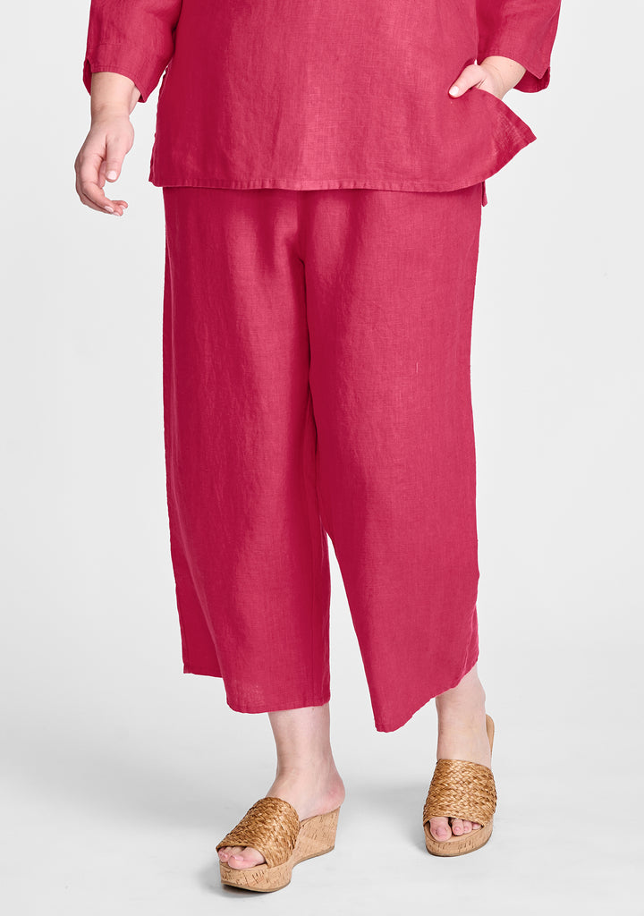 floods linen pants with elastic waist red