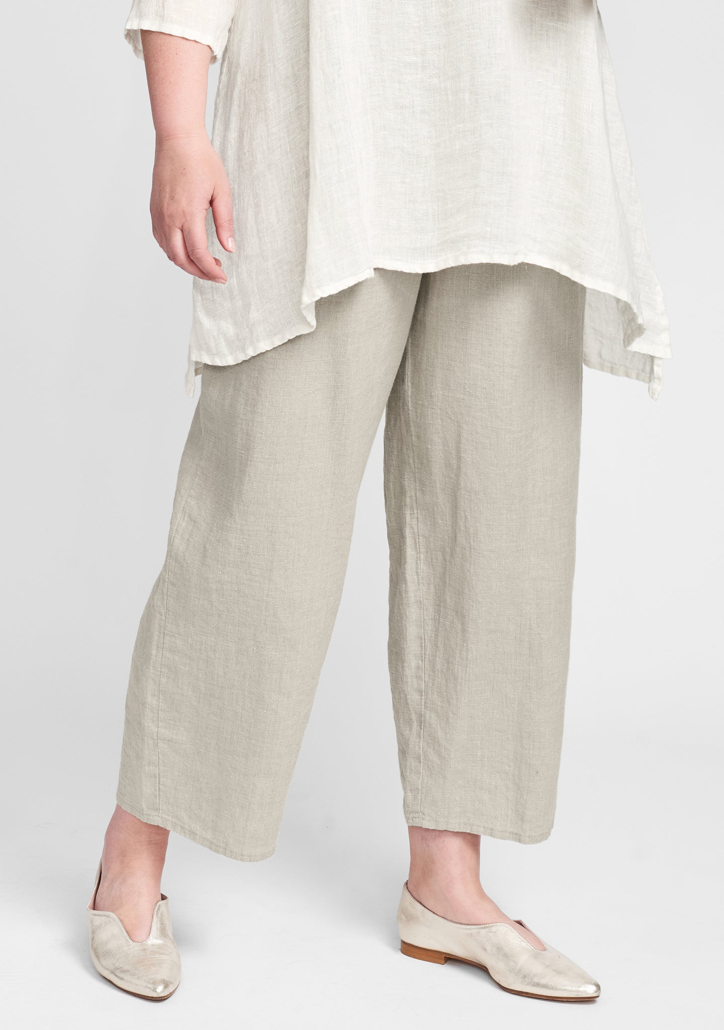 floods linen pants with elastic waist natural