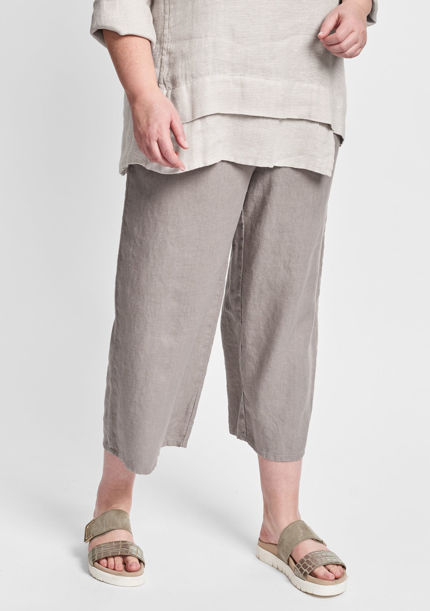 floods linen pants with elastic waist natural