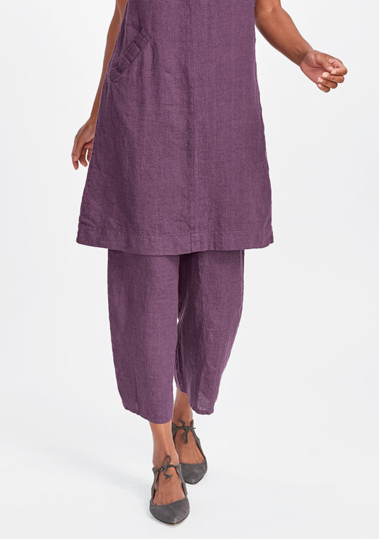 floods linen pants with elastic waist purple