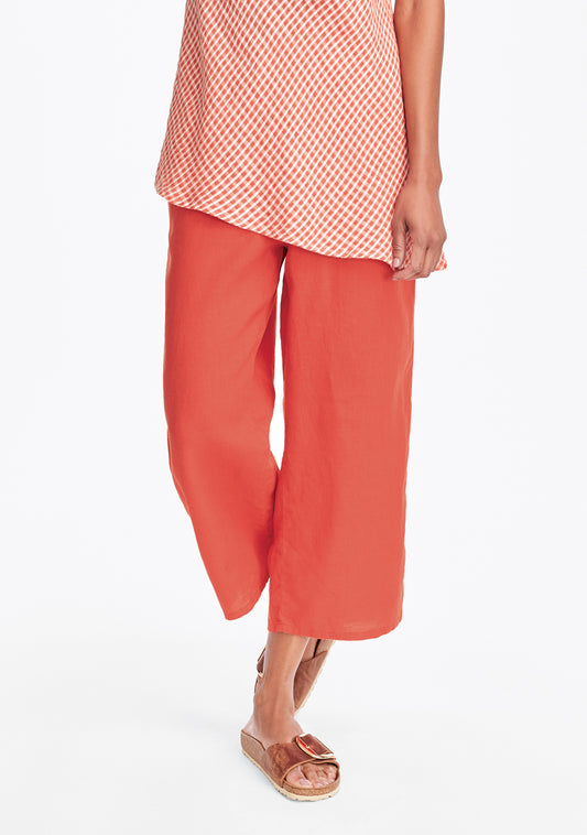 floods linen pants with elastic waist red