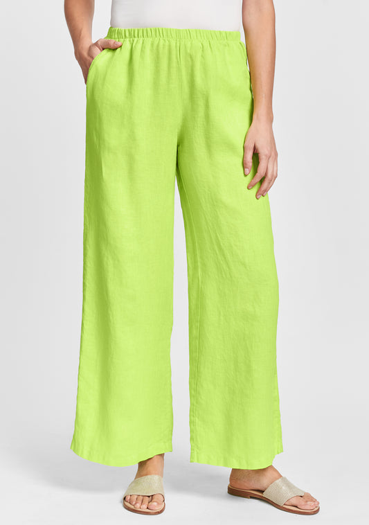 flowing pant linen pants with elastic waist green