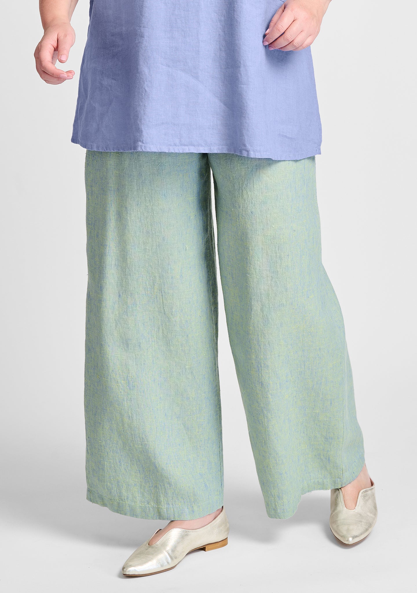 flowing pant linen pants with elastic waist green