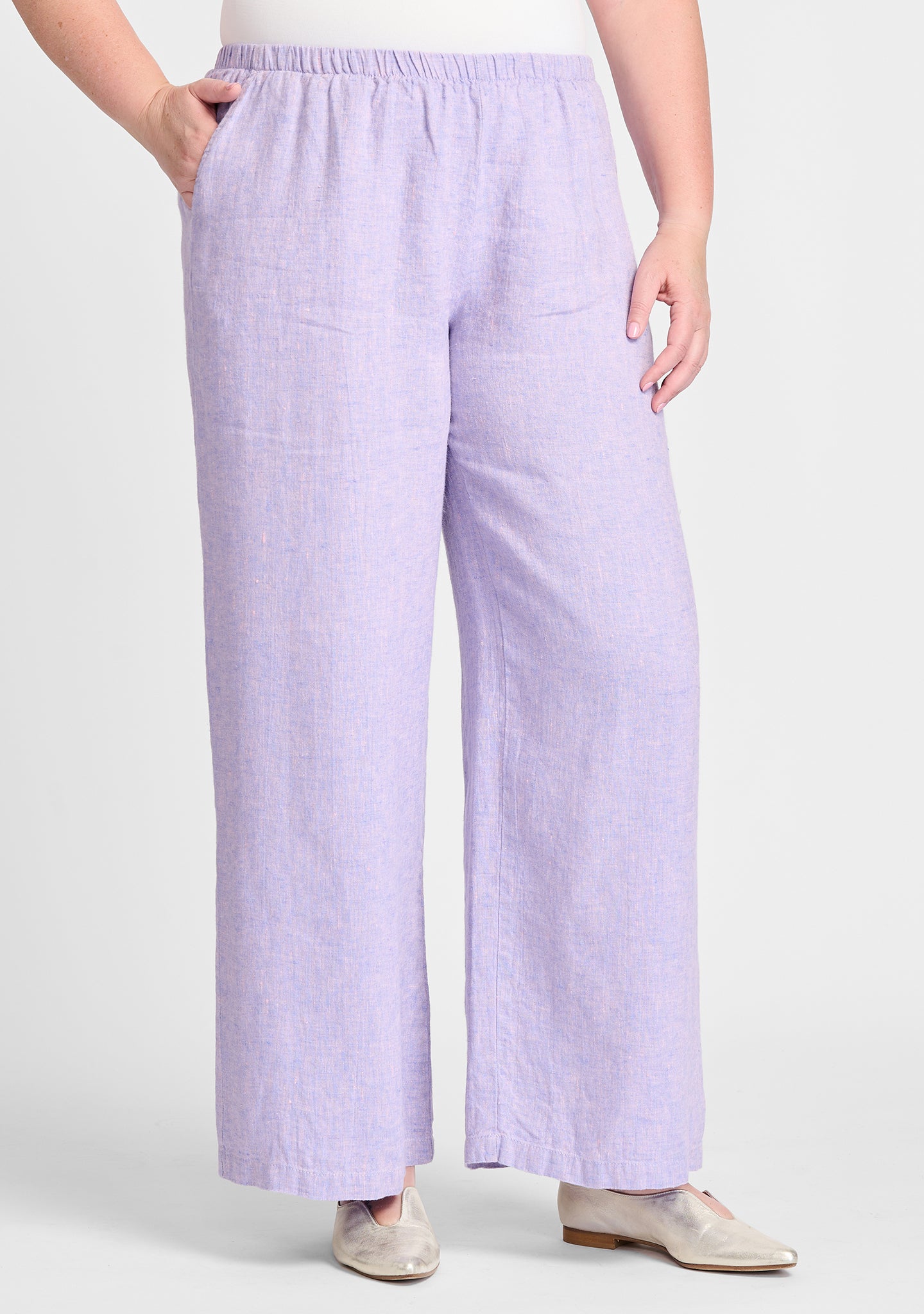 flowing pant linen pants with elastic waist purple