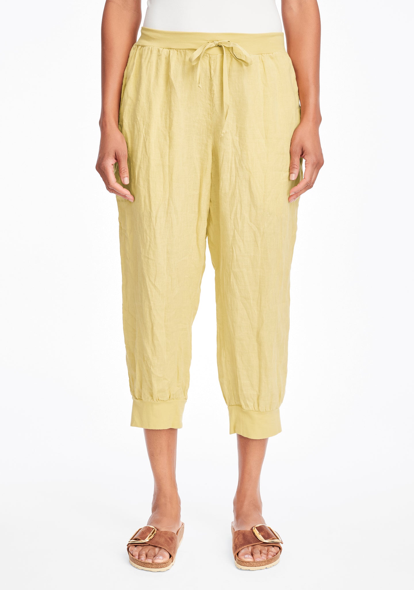free spirit pant linen drawstring pants yellow