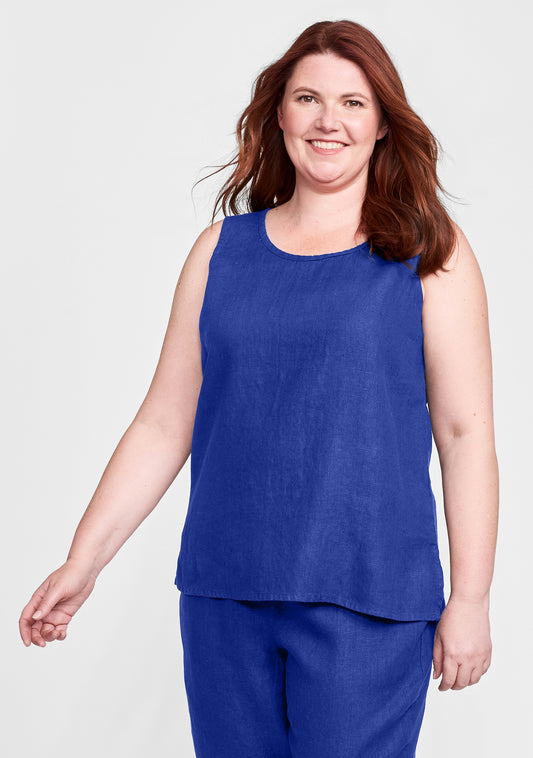 fundamental tank linen tank top blue