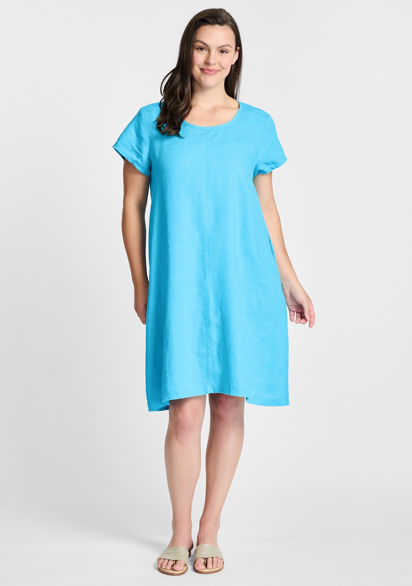 garden party dress linen shift dress blue