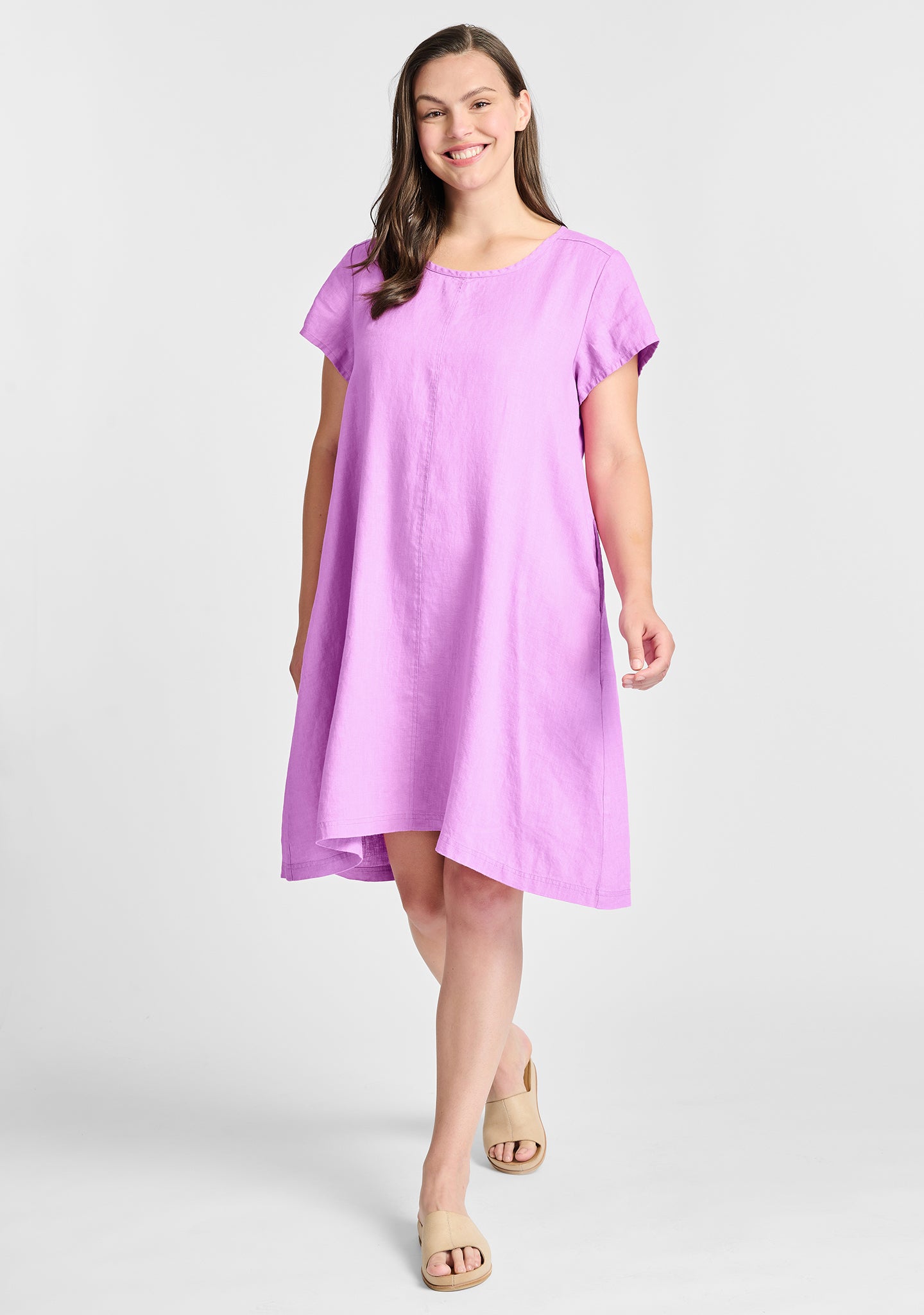 garden party dress linen shift dress pink