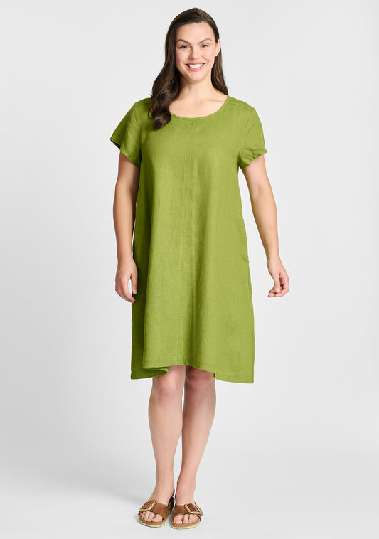 garden party dress linen shift dress green