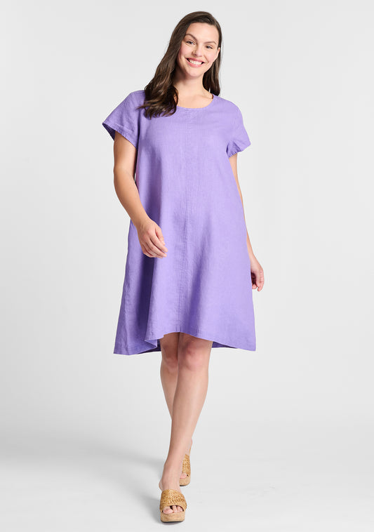 garden party dress linen shift dress purple