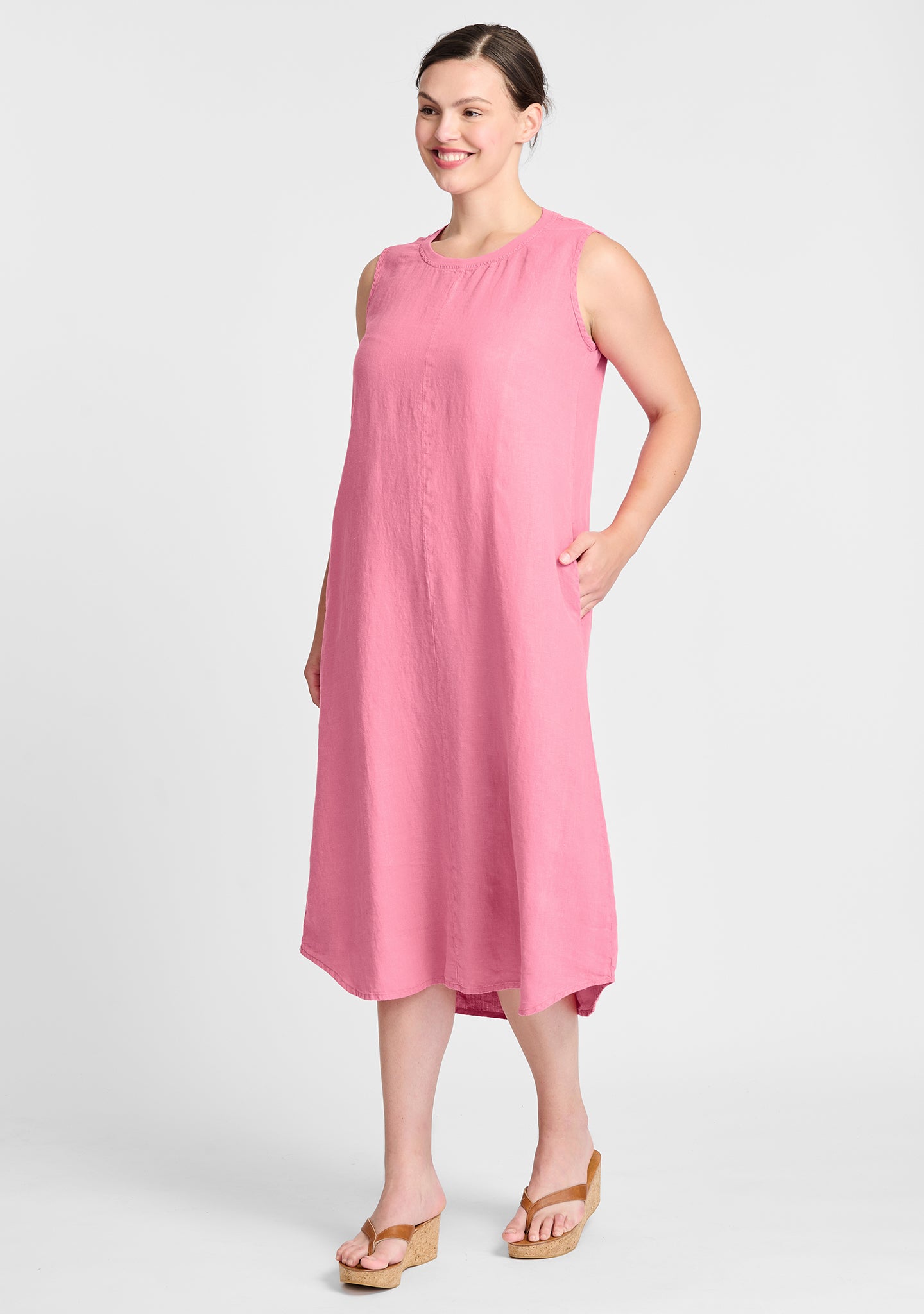 high line dress linen maxi dress pink