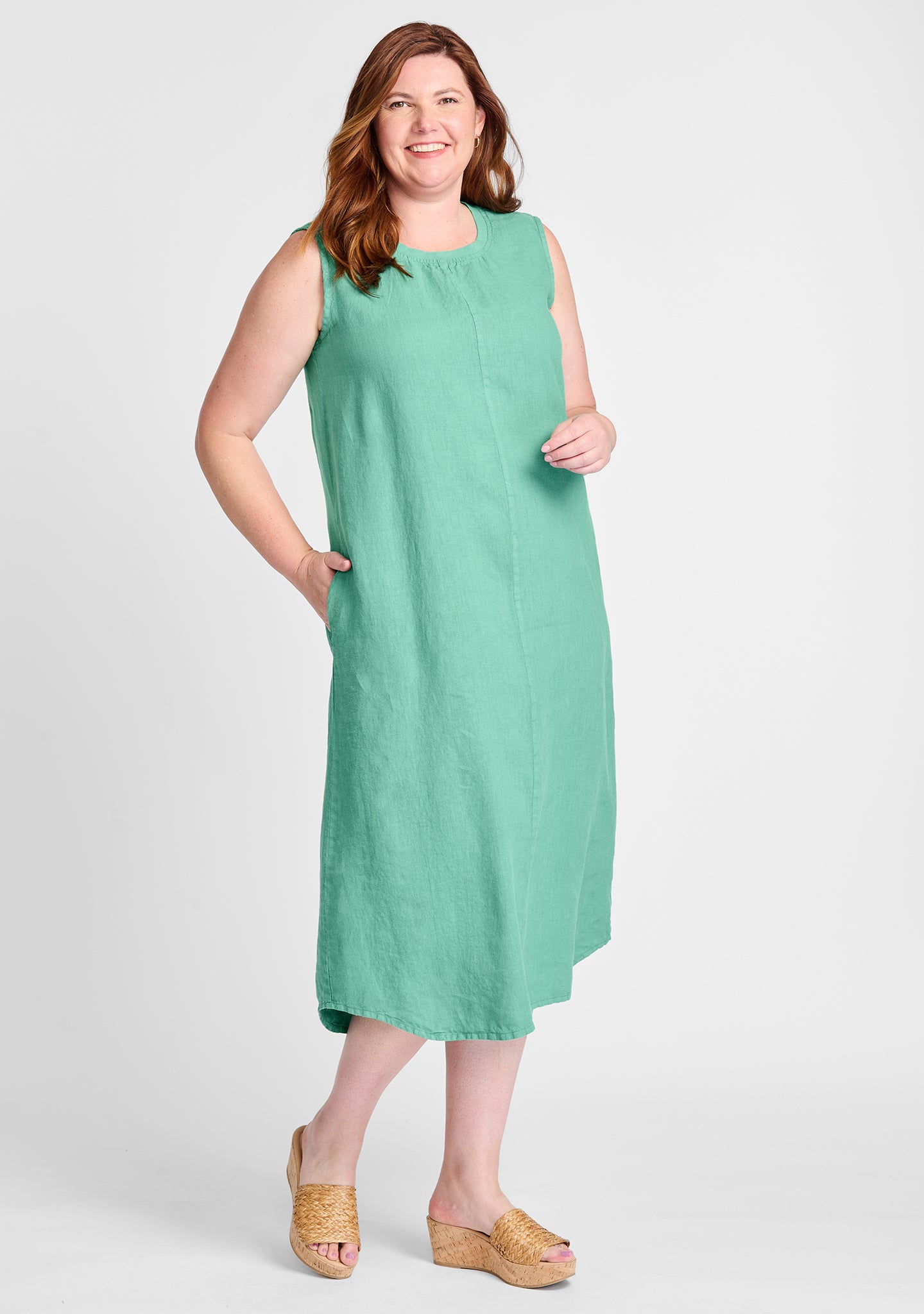 high line dress linen maxi dress green