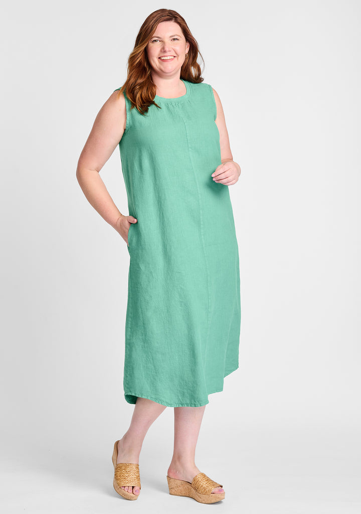 high line dress linen maxi dress green