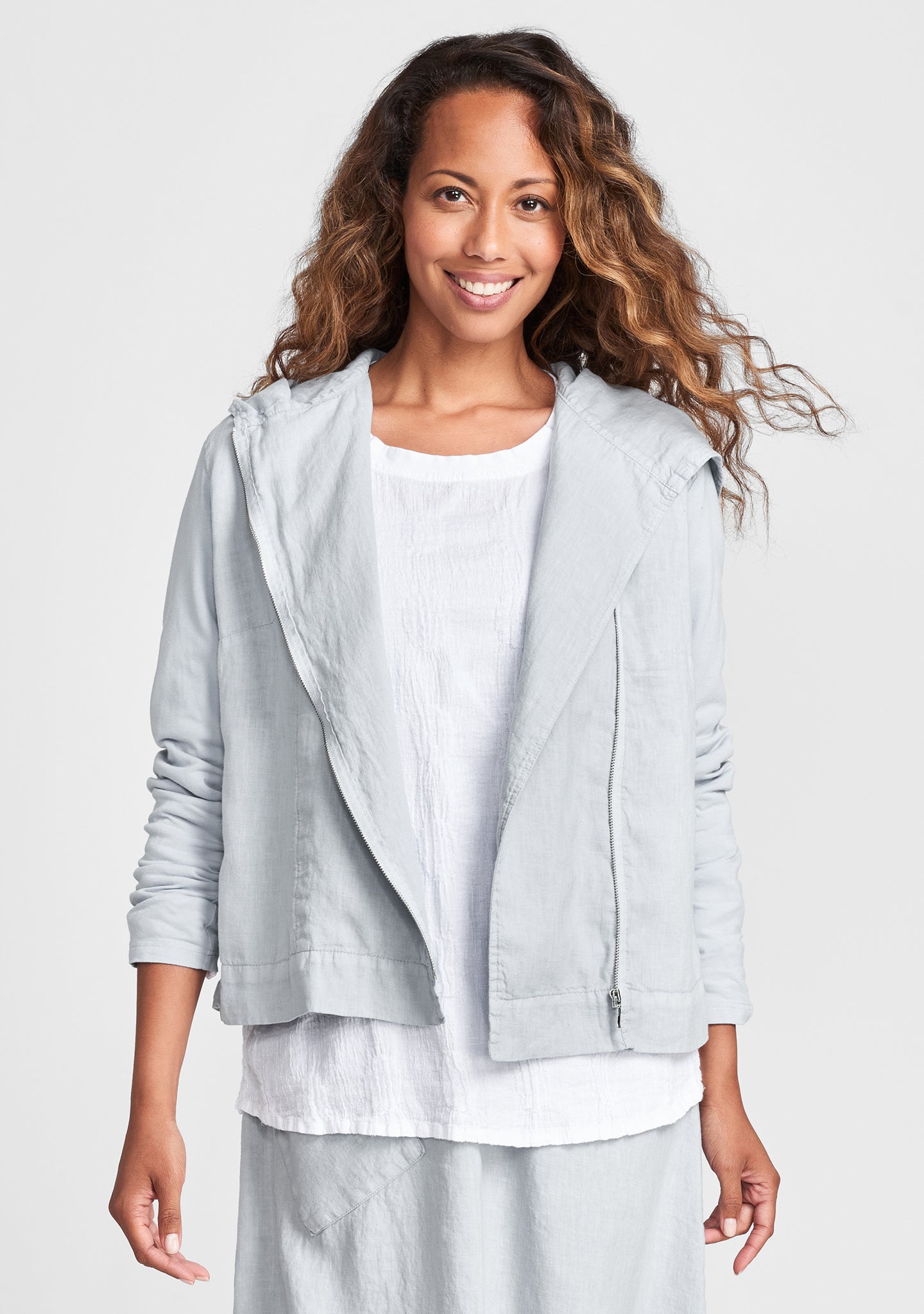 urban hoodie linen jacket grey