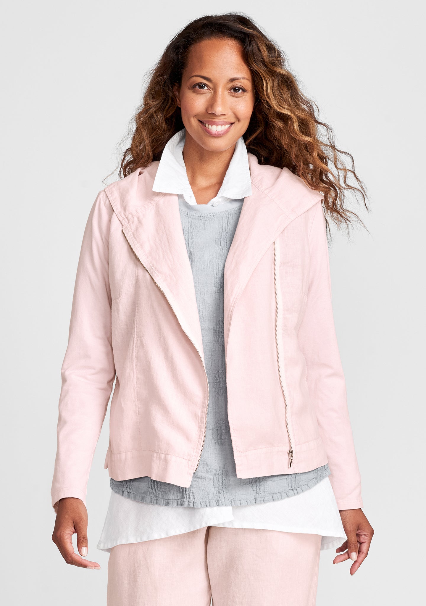 urban hoodie linen jacket pink