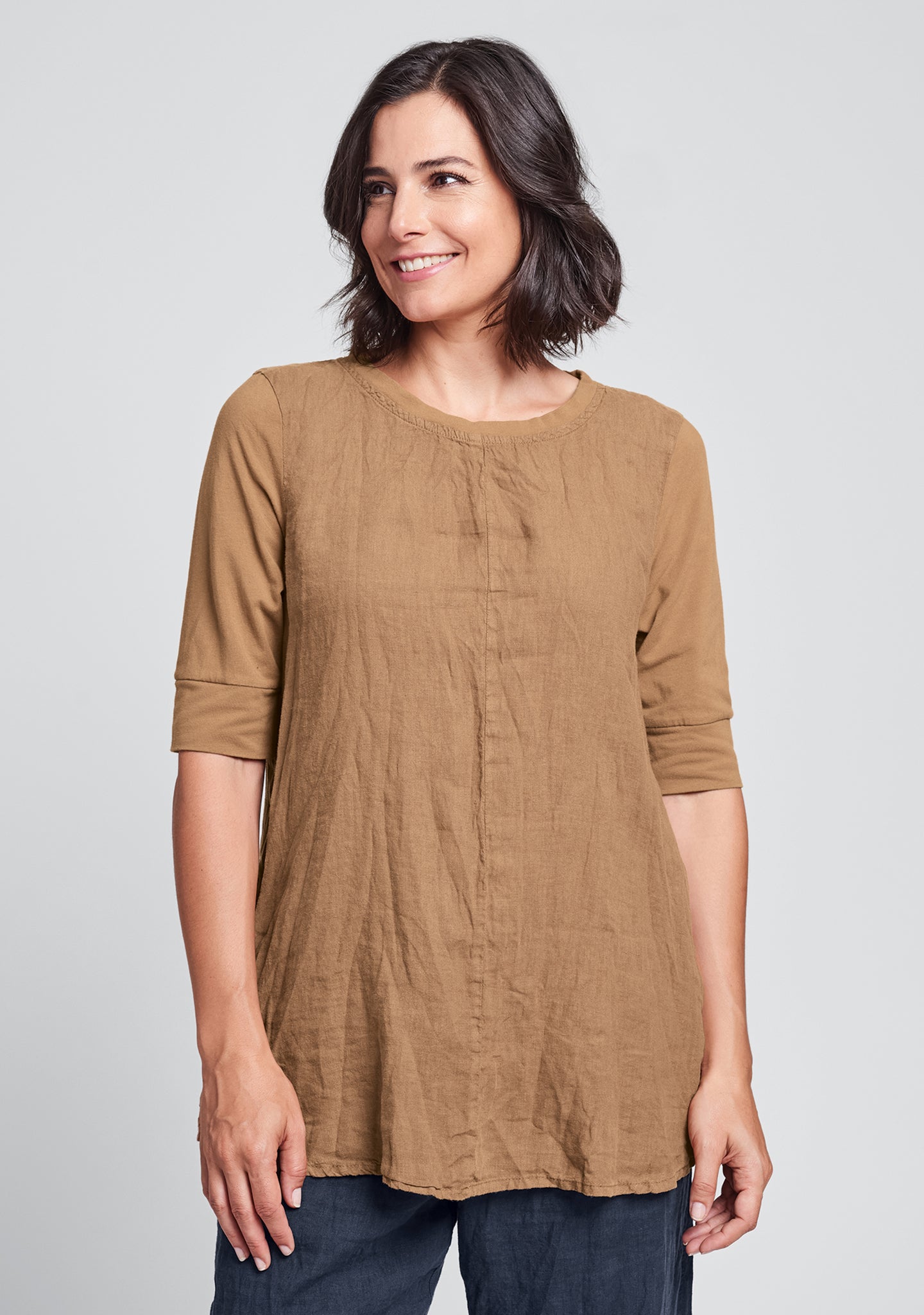 horizon tunic linen shirt orange