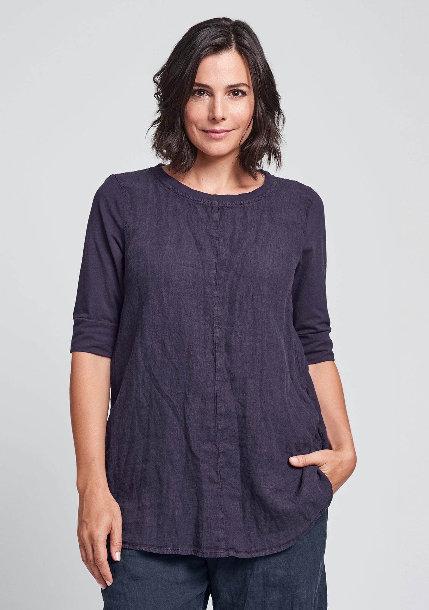 horizon tunic linen shirt purple