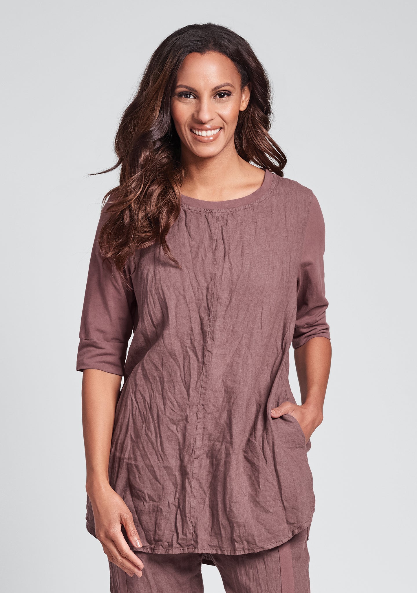 horizon tunic linen shirt purple