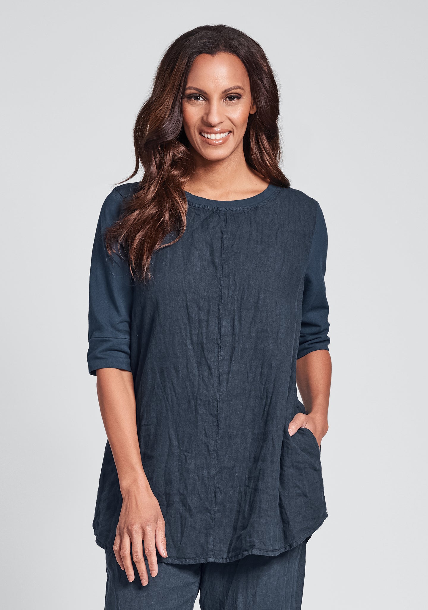 horizon tunic linen shirt blue