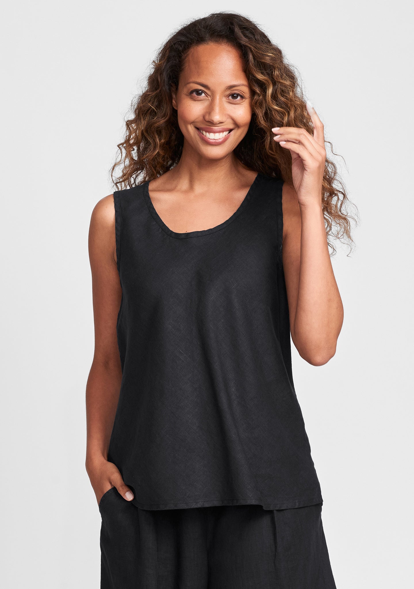 jasmine tank linen tank top black