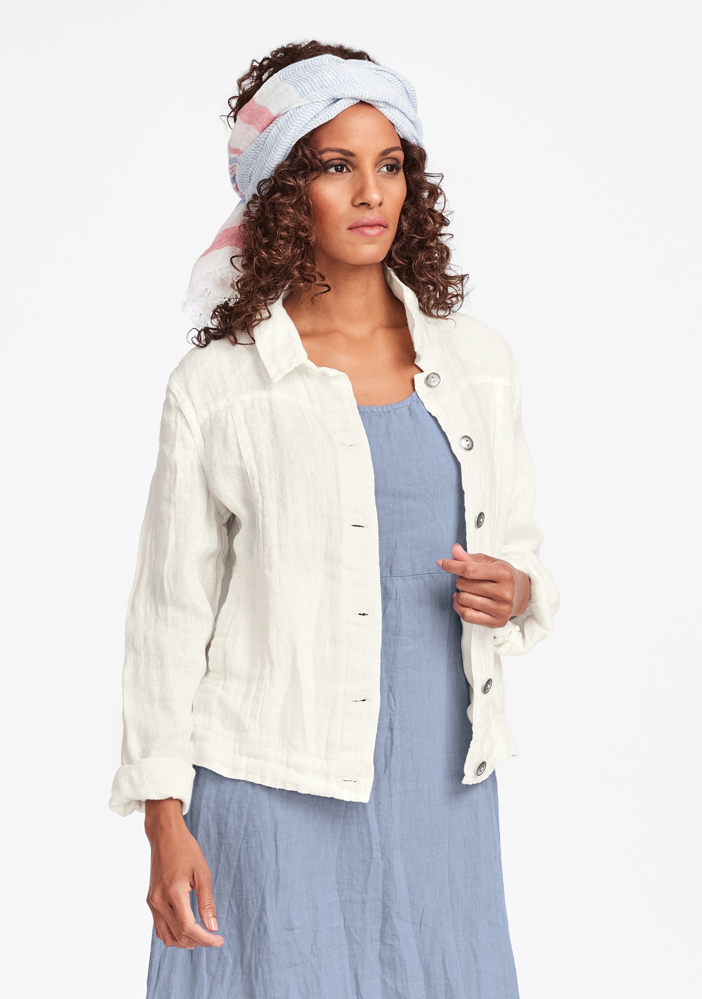 jean jacket linen jacket white