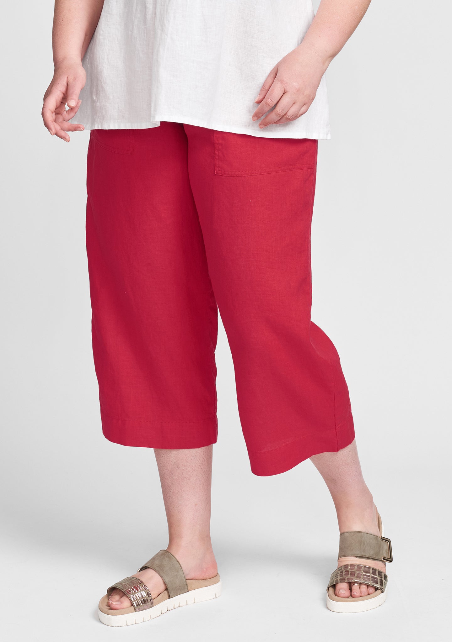 kate pant linen crop pant red