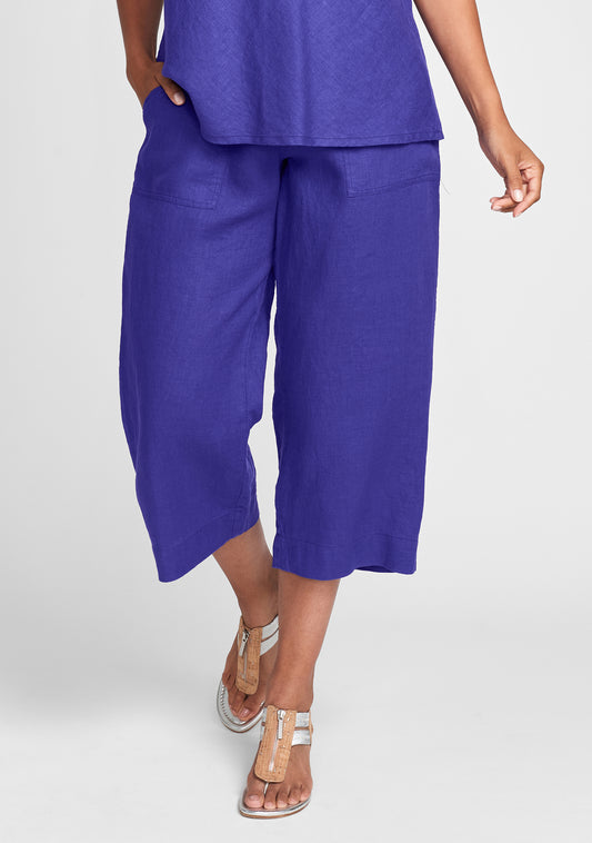 kate pant linen crop pant purple