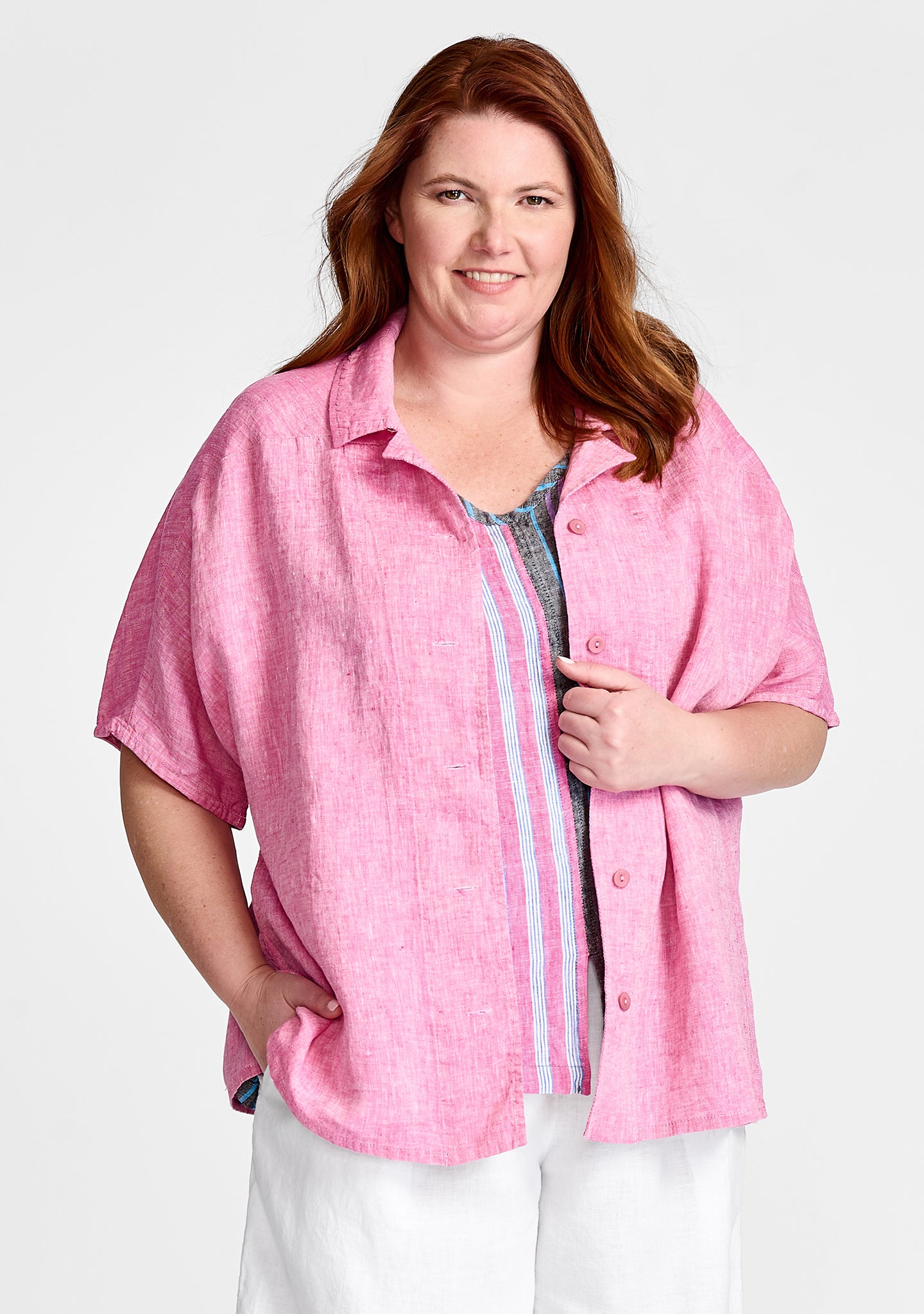 lauren shirt linen button down shirt pink