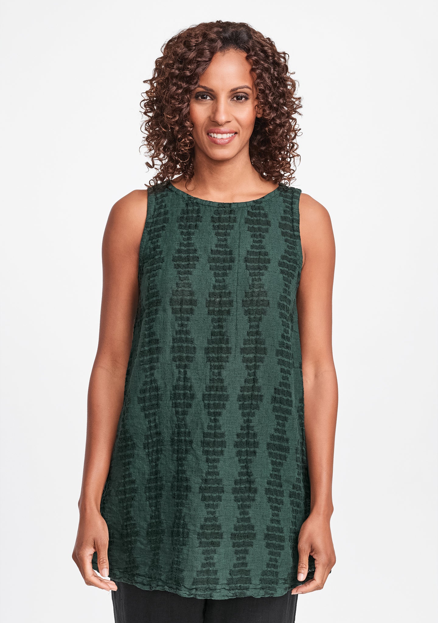 layer tunic linen tank top green