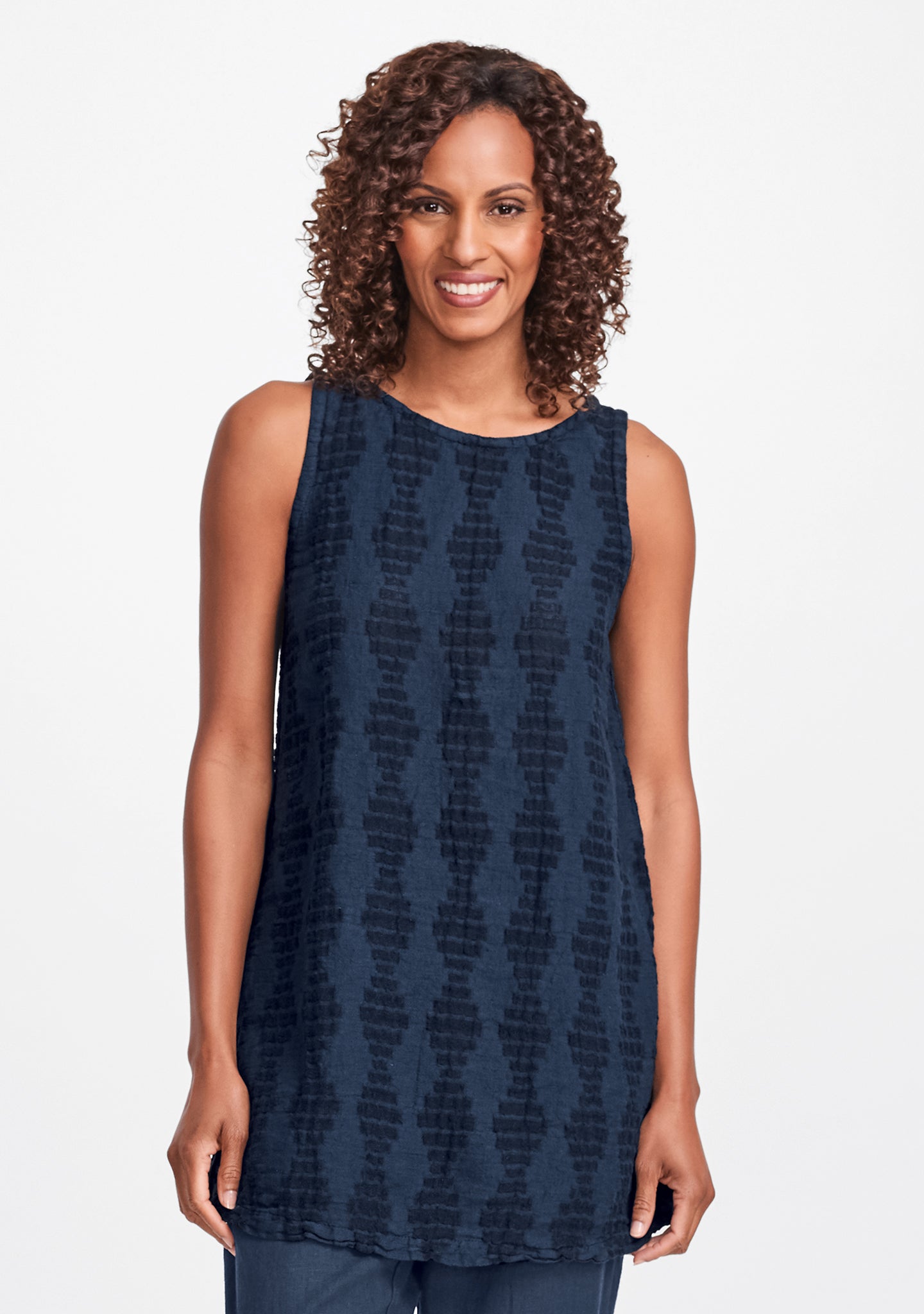 layer tunic linen tank top blue