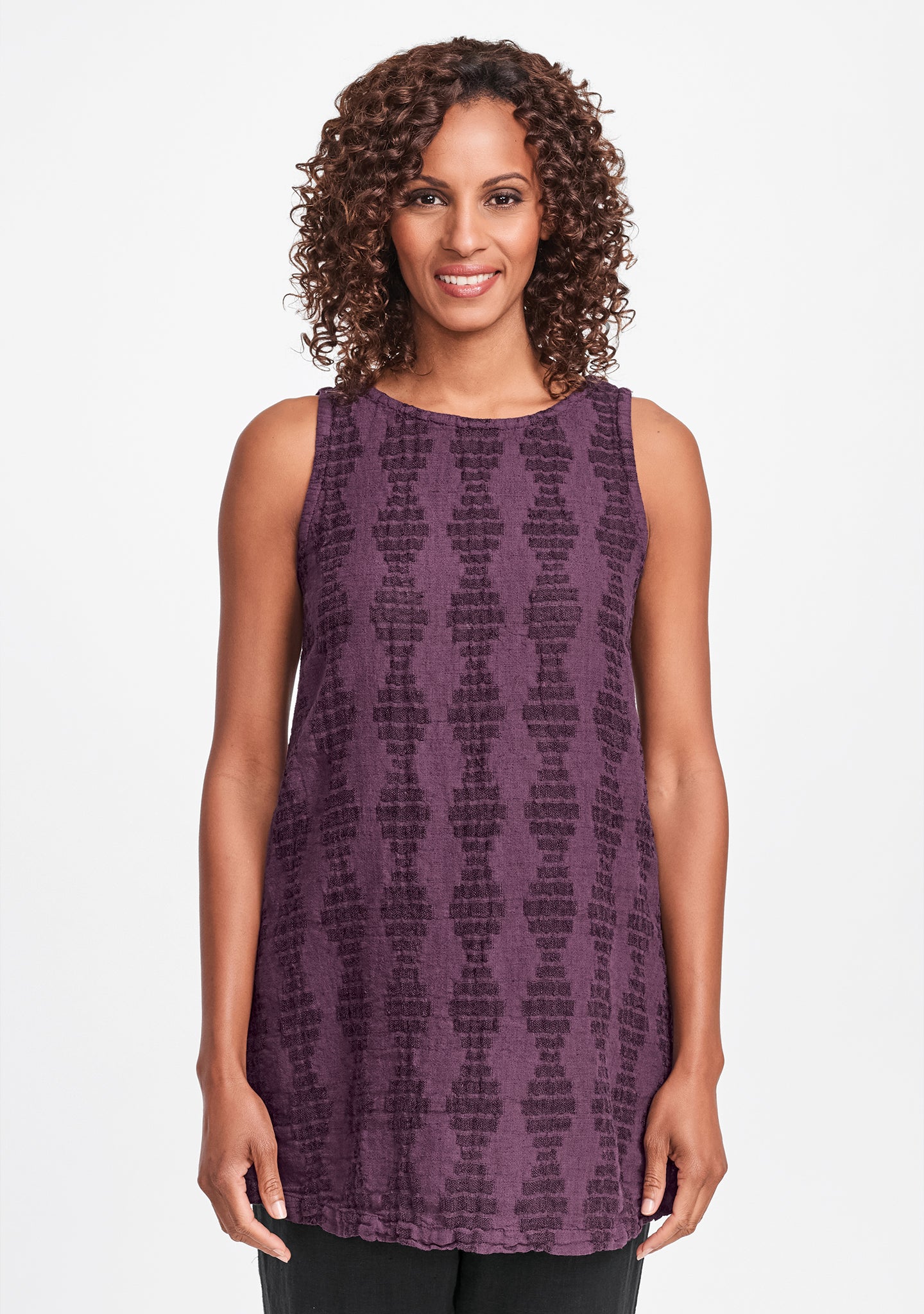 layer tunic linen tank top purple