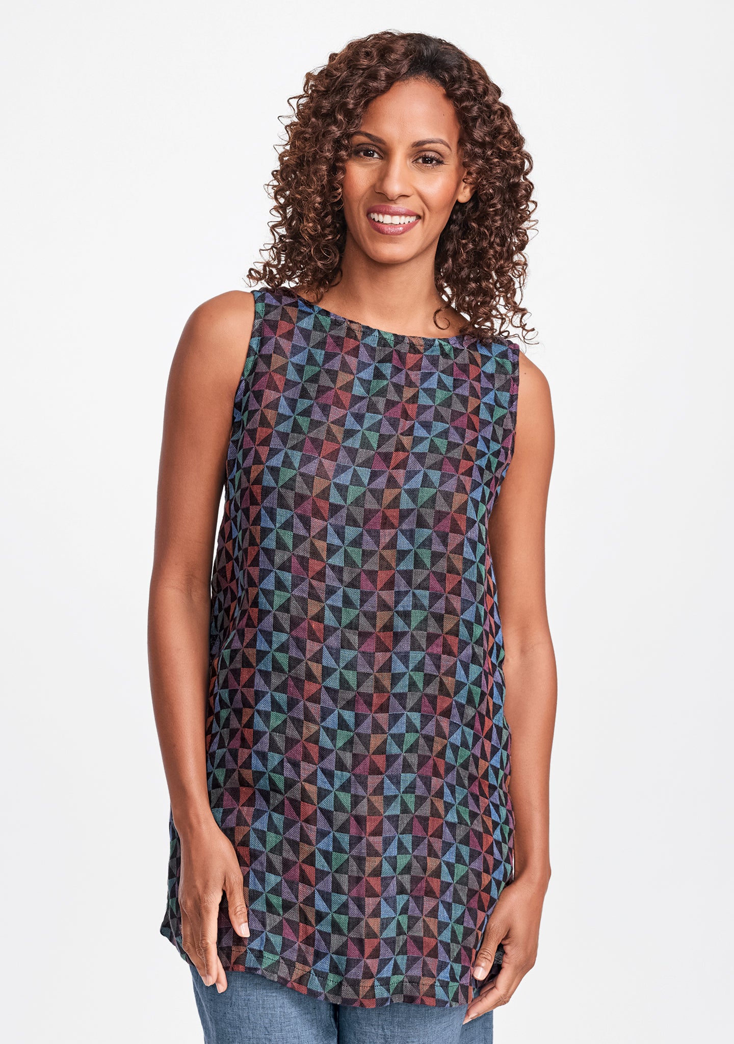 layer tunic linen tank top multi