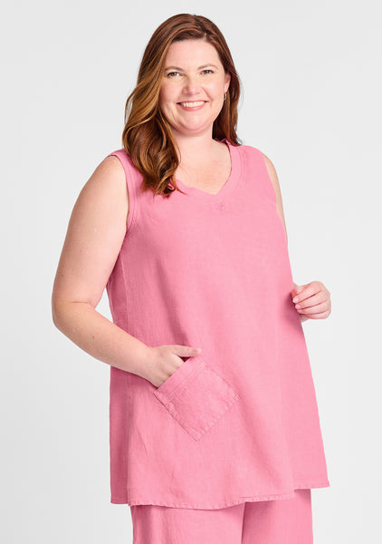 live in tunic linen tank top pink