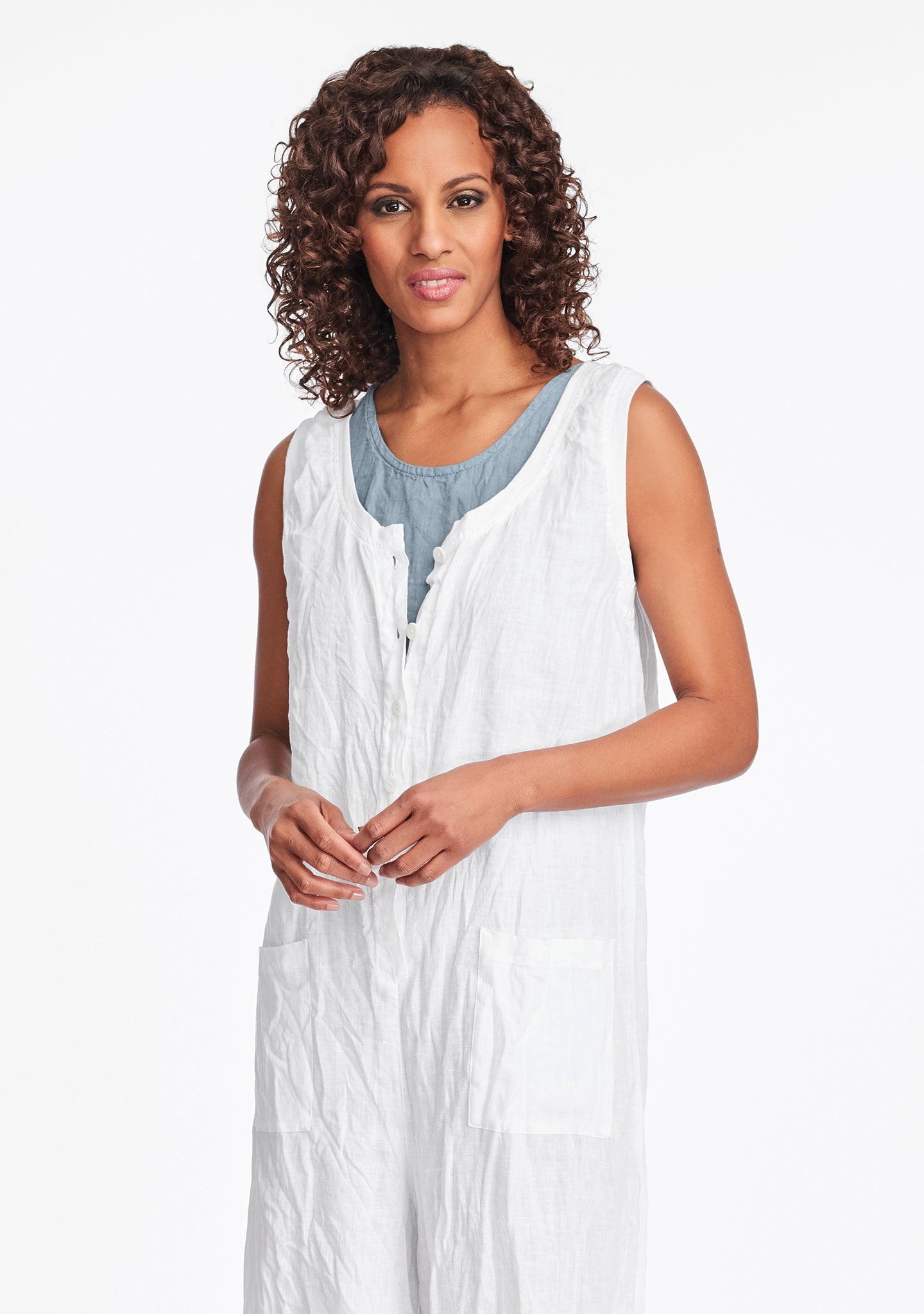 marta tank linen tank top blue