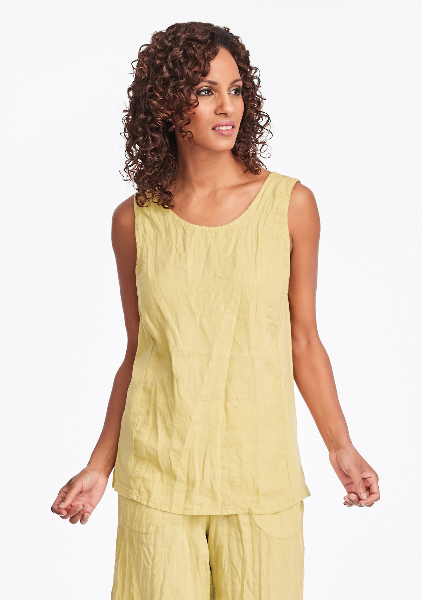 marta tank linen tank top yellow