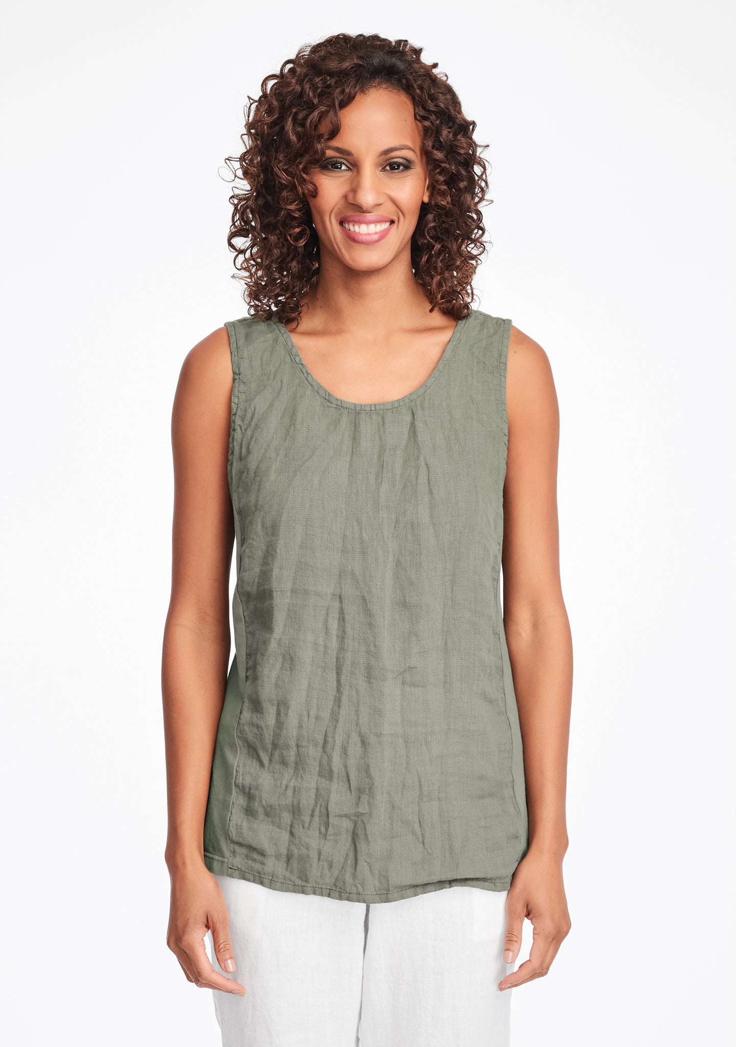 marta tank linen tank top green