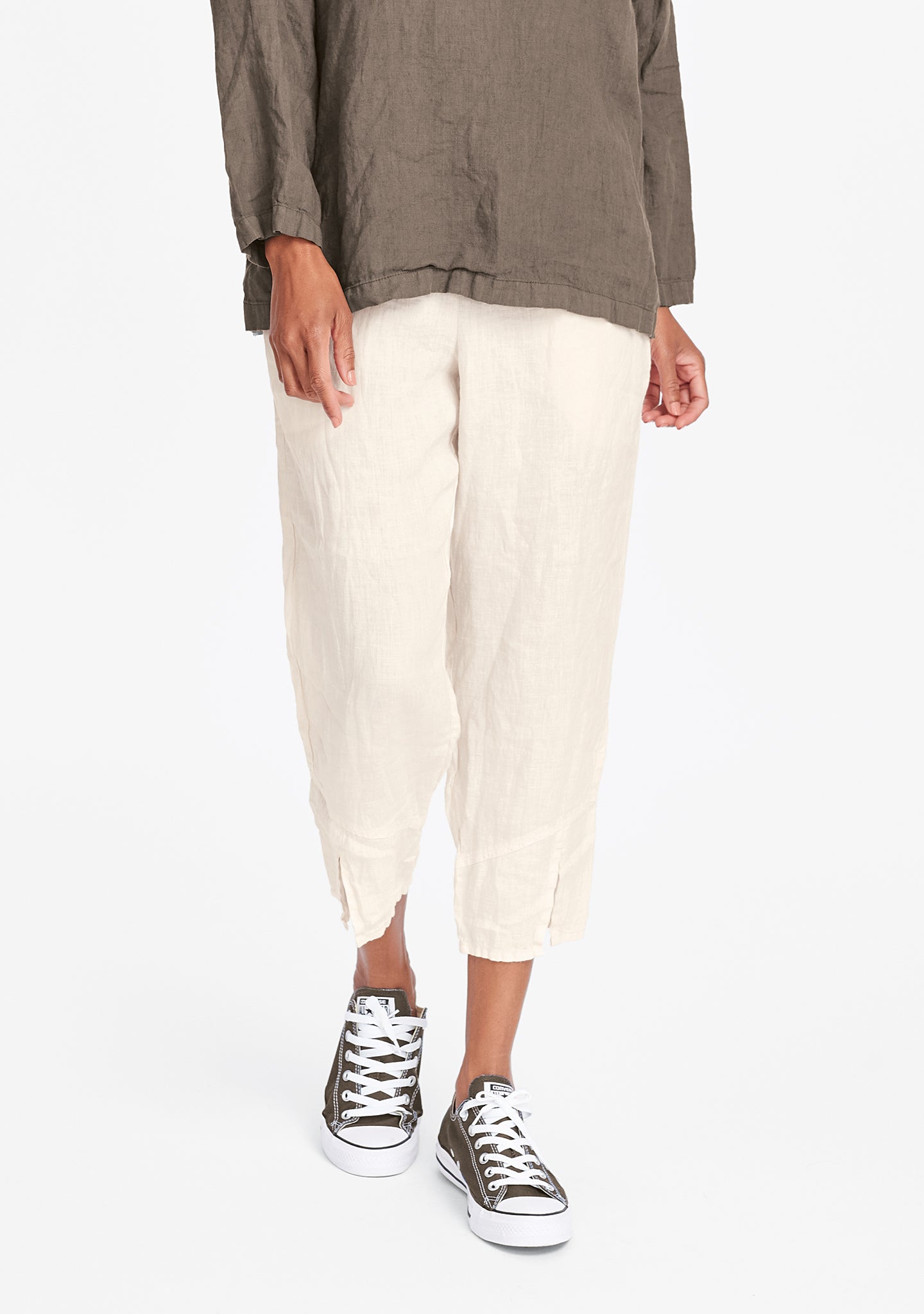 metro crop linen crop pants white