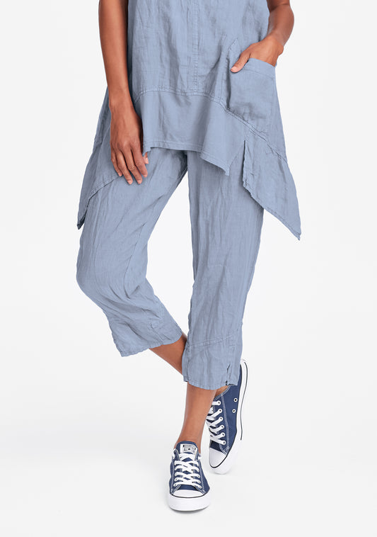 metro crop linen crop pants blue