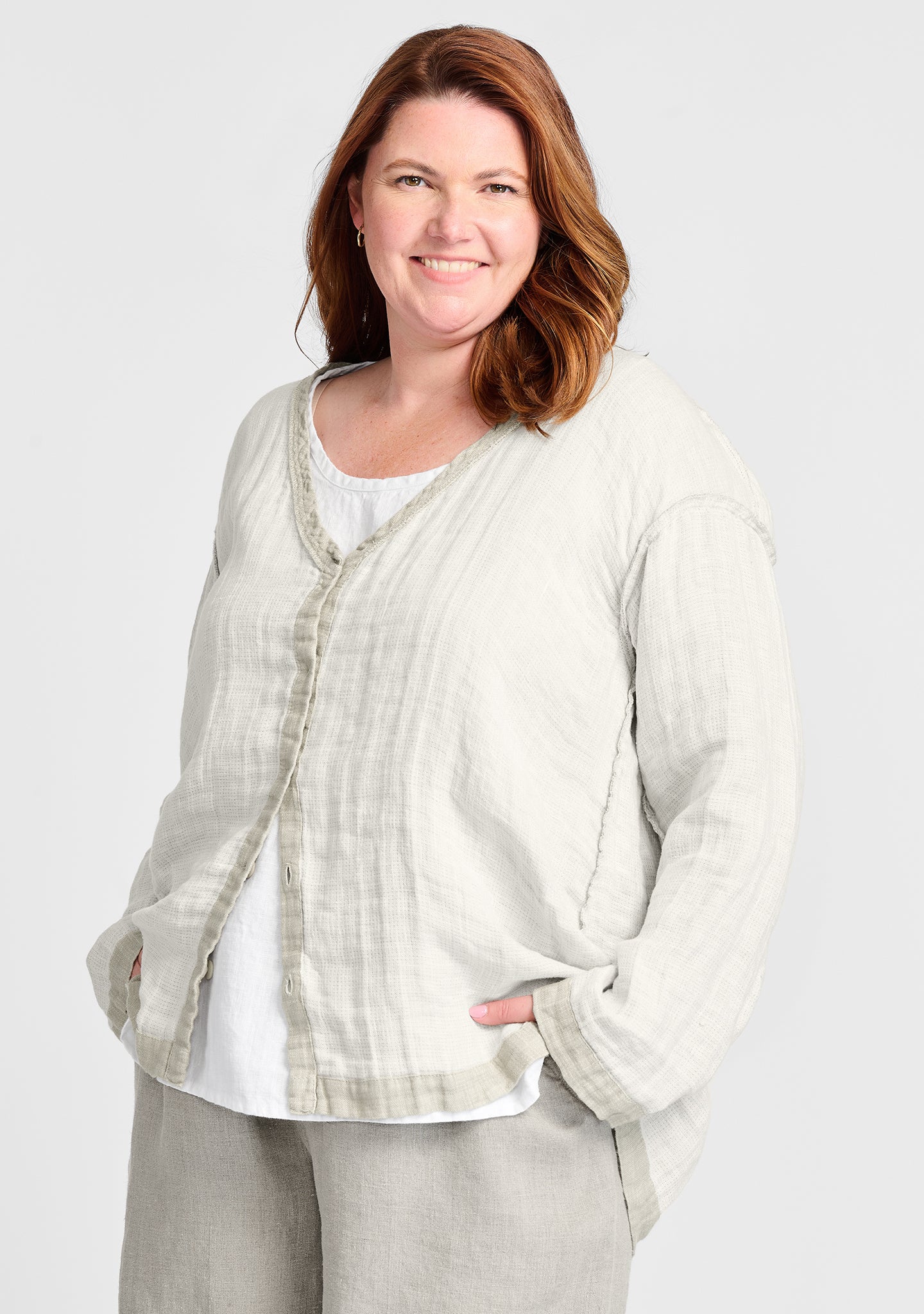 White 2024 linen cardigan