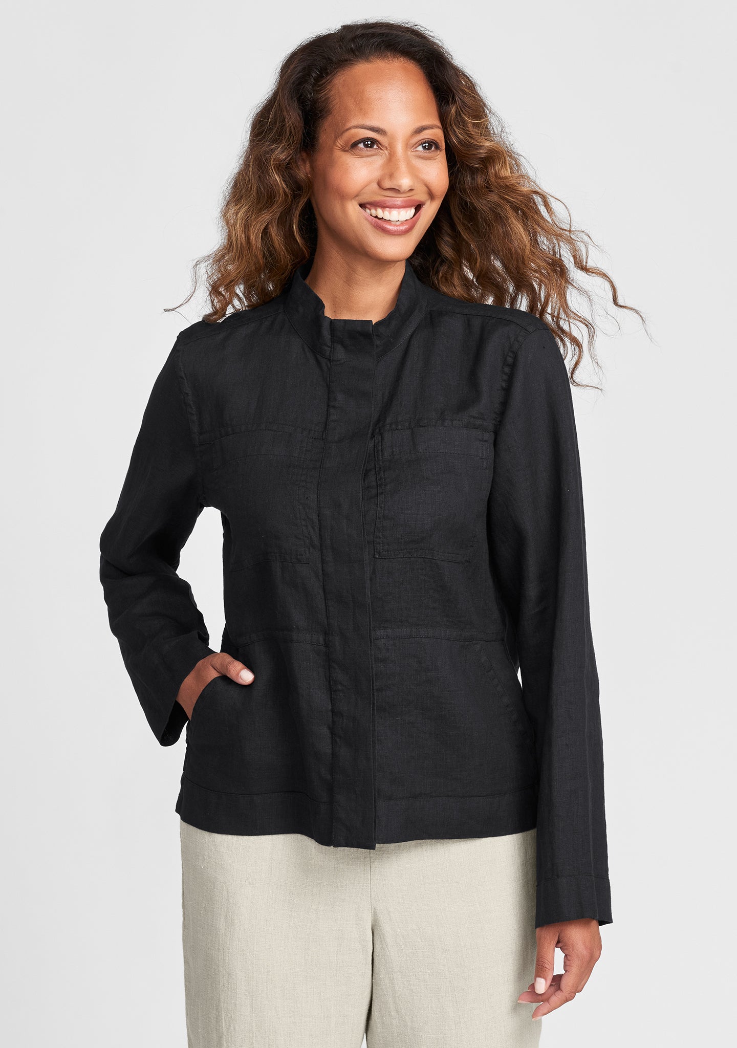 military jacket linen jacket black