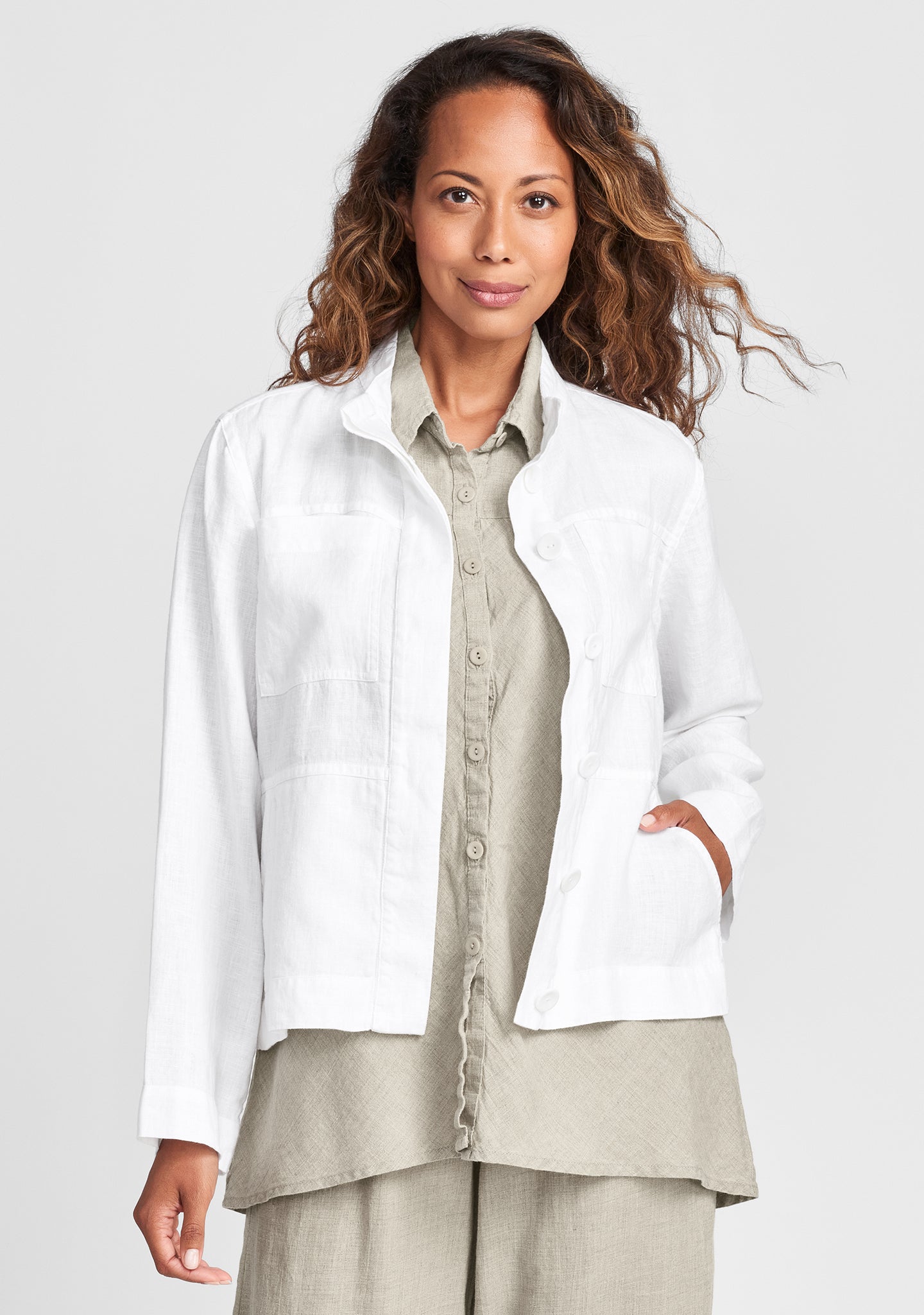 military jacket linen jacket white