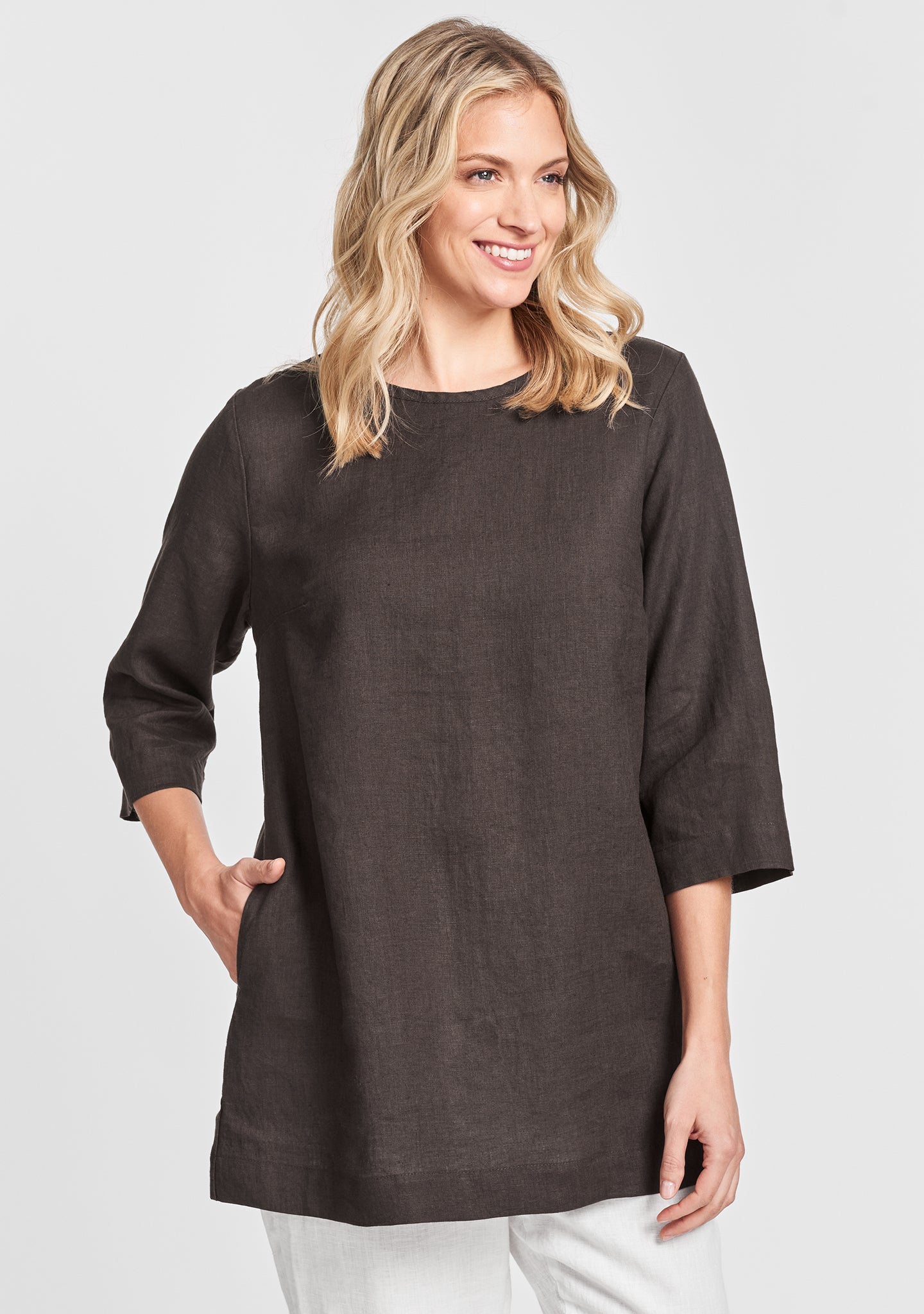 muse tunic linen shirt brown