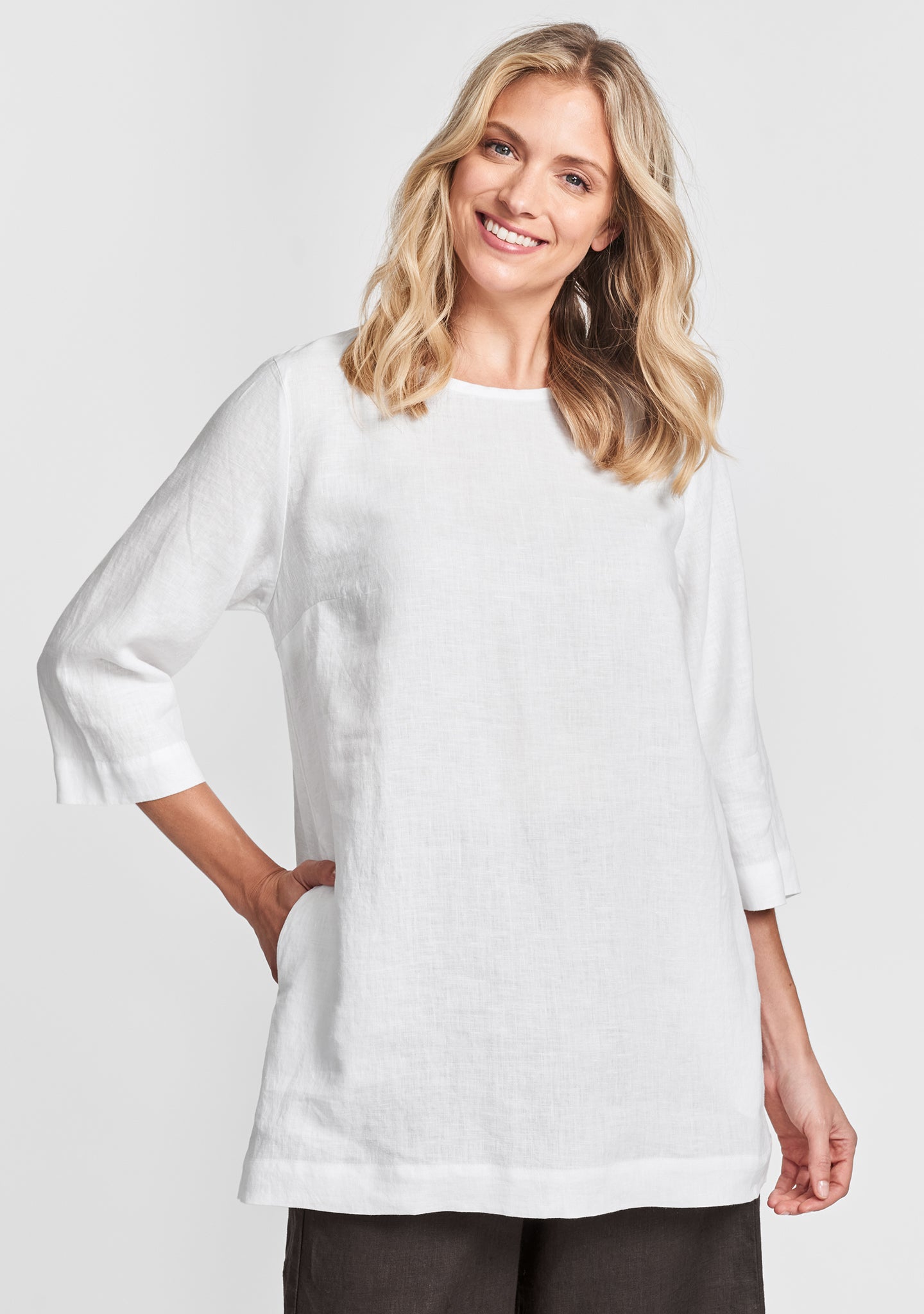 muse tunic linen shirt white