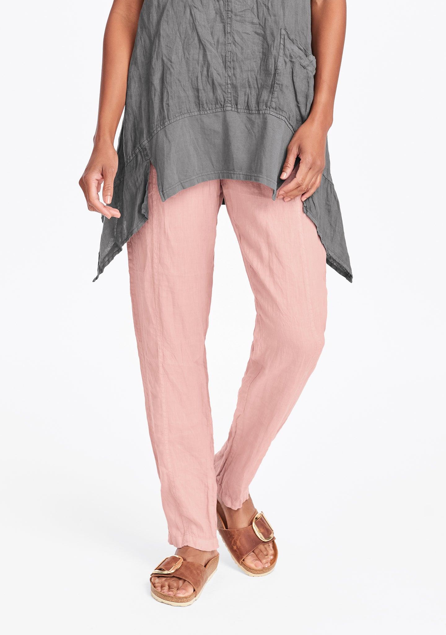 nouveau pant linen drawstring pants pink