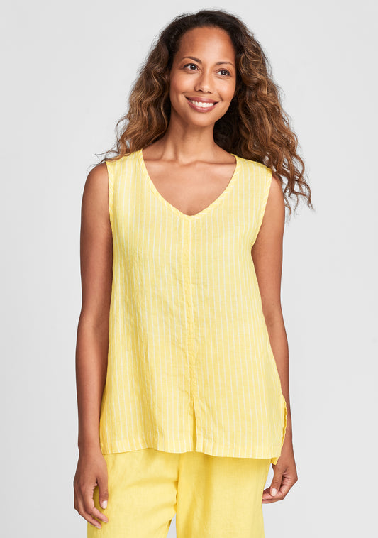 open tank linen tank top yellow