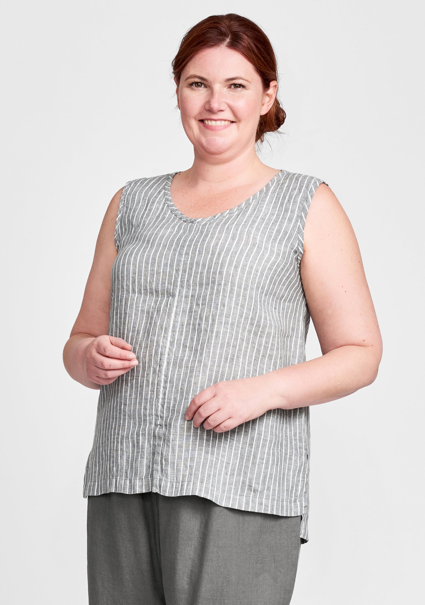 open tank linen tank top grey