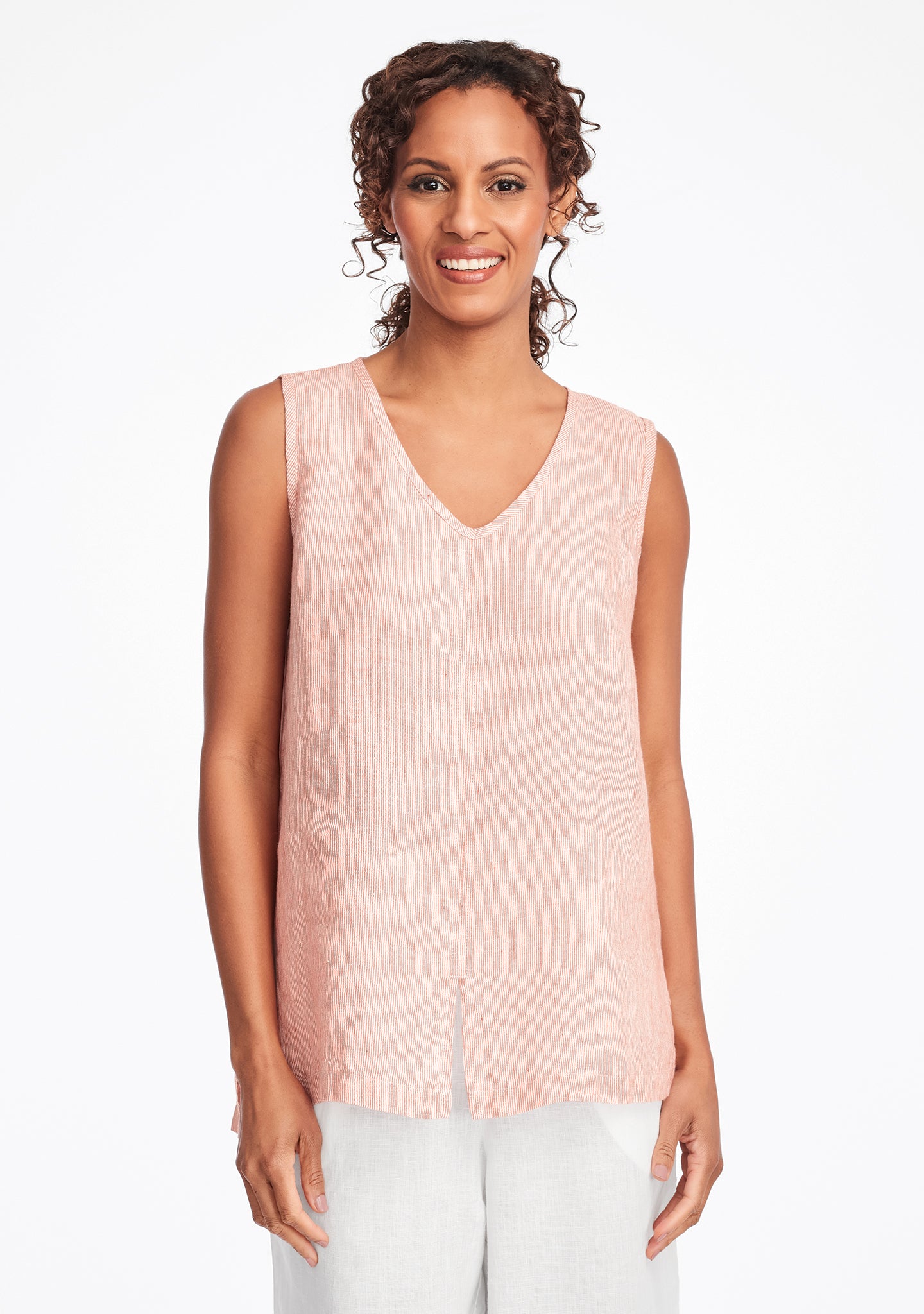 open tank linen tank top red