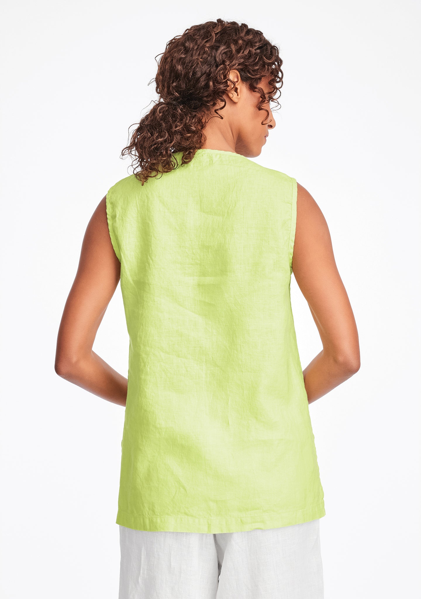 open tank linen tank top details