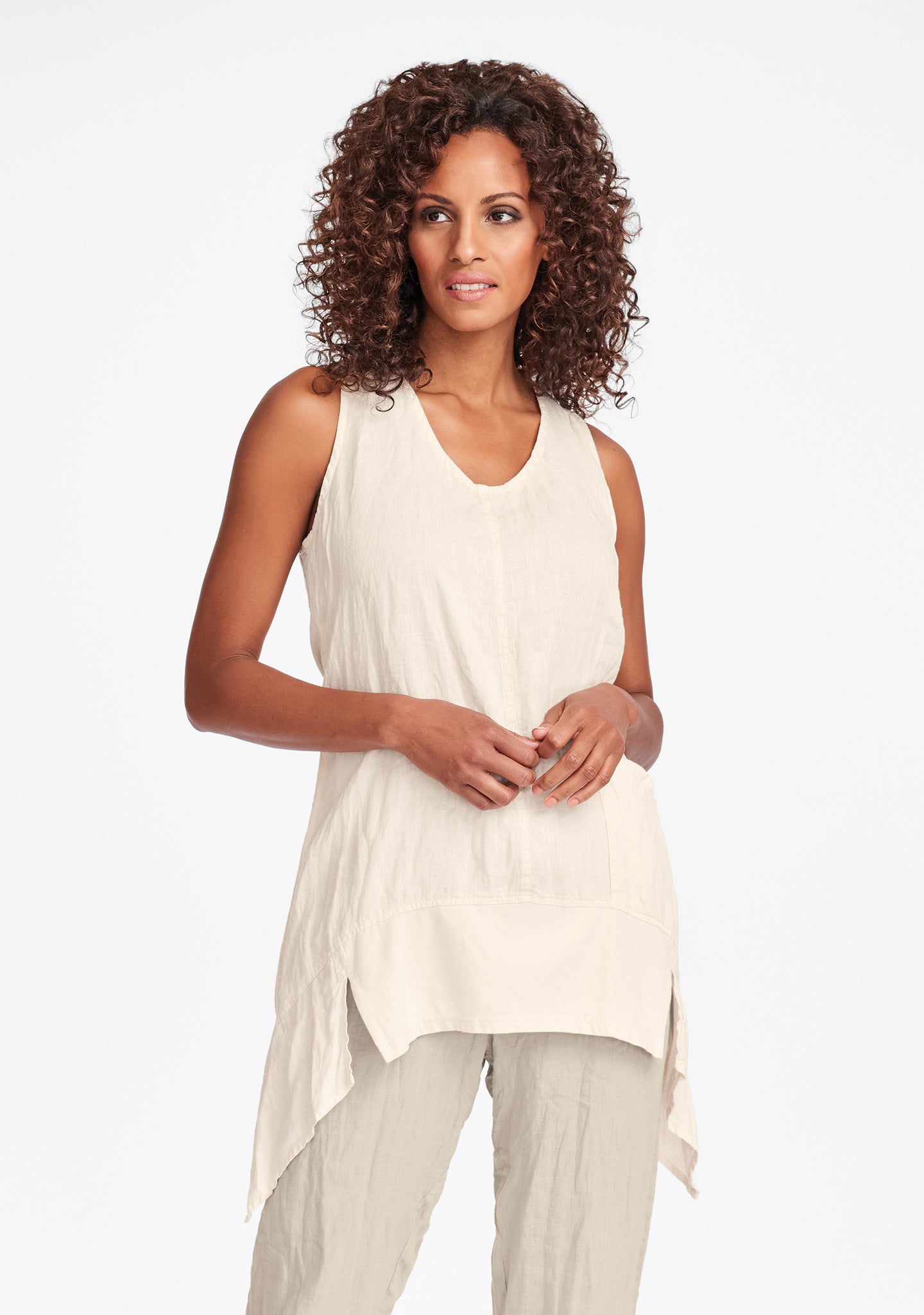 park tunic linen tank top white