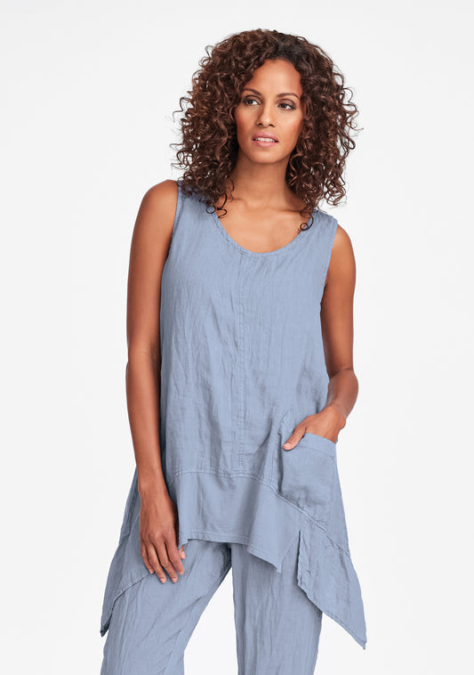 park tunic linen tank top blue